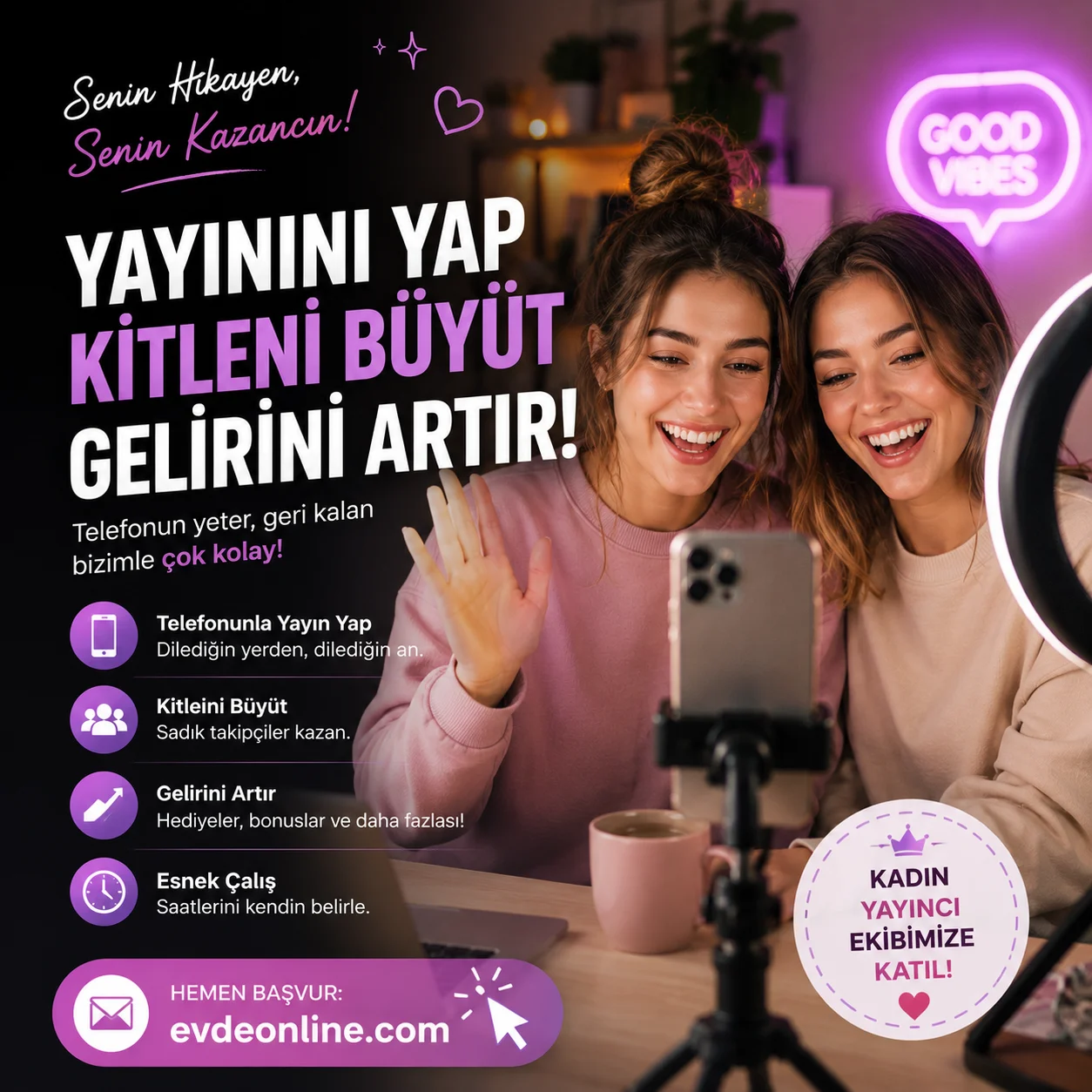 Canlı Yayın Yayıncısı Ol | Haftalık 50.000 TL'ye Kadar Kazanç Fırsatı