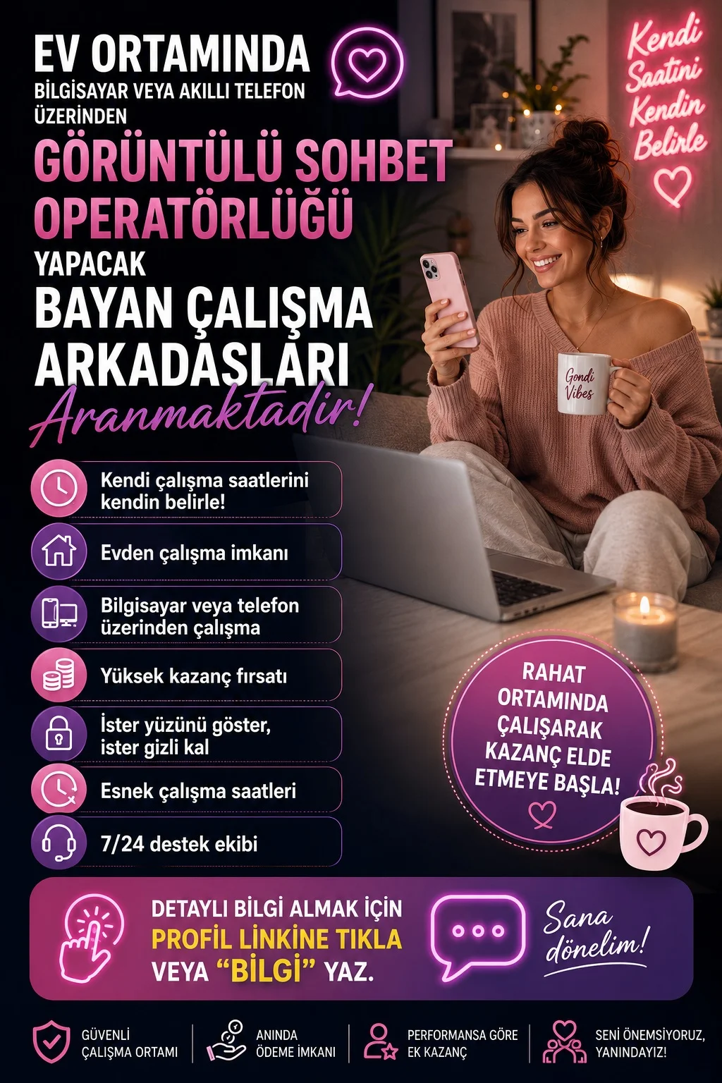 Kameralı Sohbet Sitesinde Çalışmak - Günlük 5000 TL Kazanç