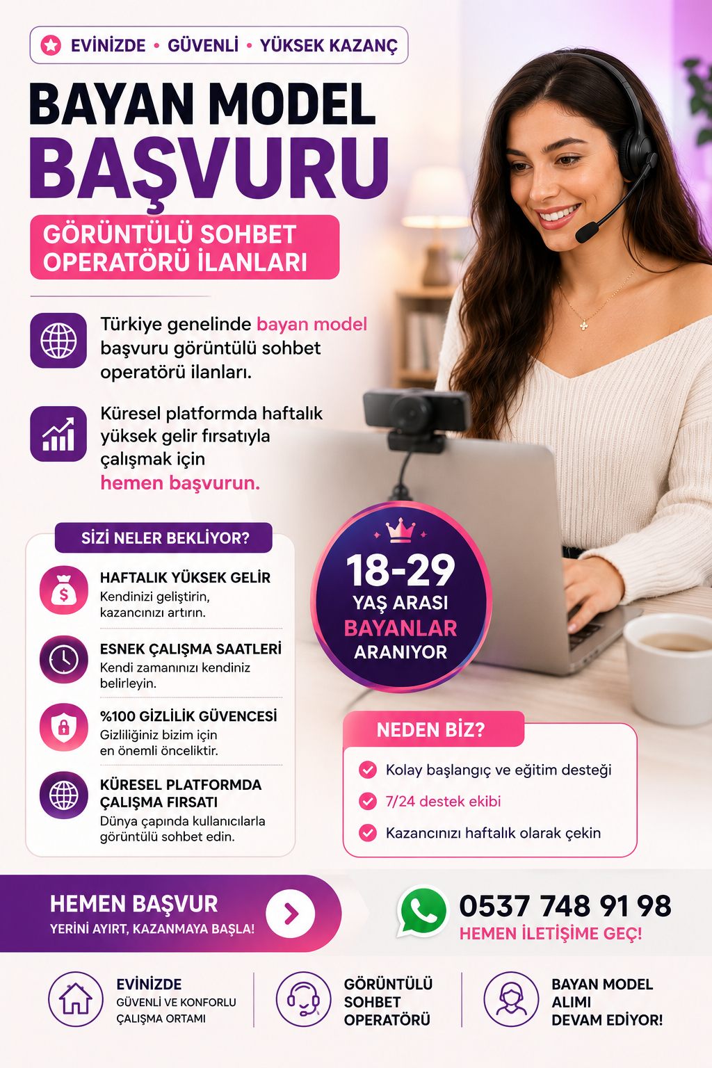 Bayan Model Başvuru Görüntülü Sohbet Operatörü ilanları