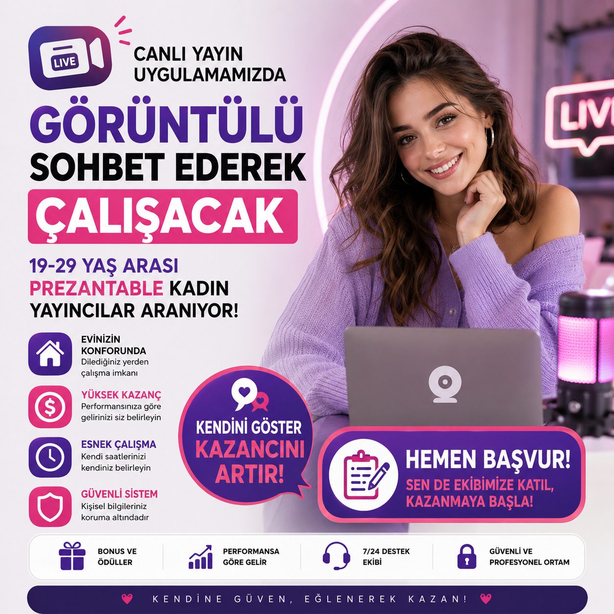 Canlı Yayın Uygulamamıza Yayıncı Arıyoruz | Yüksek Maaş