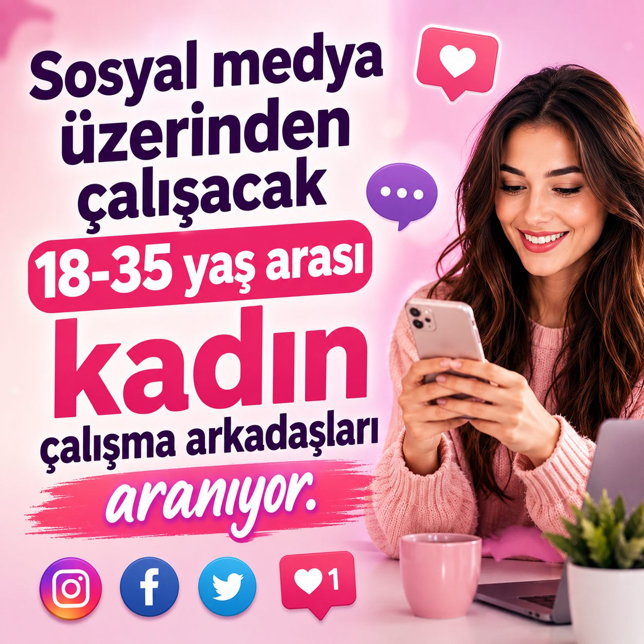 Sosyal Medya Kadın Çalışma Arkadaşlarımız Aranıyor (Freelance)