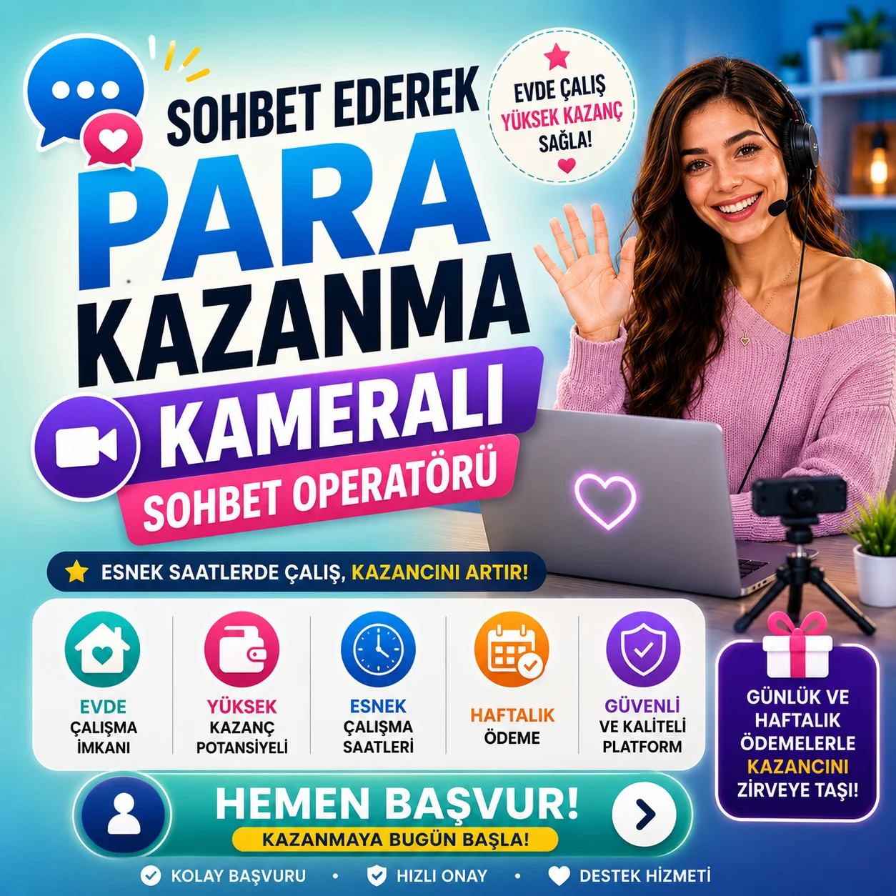 Sohbet Ederek Para Kazanma | Kameralı Sohbet Operatörü