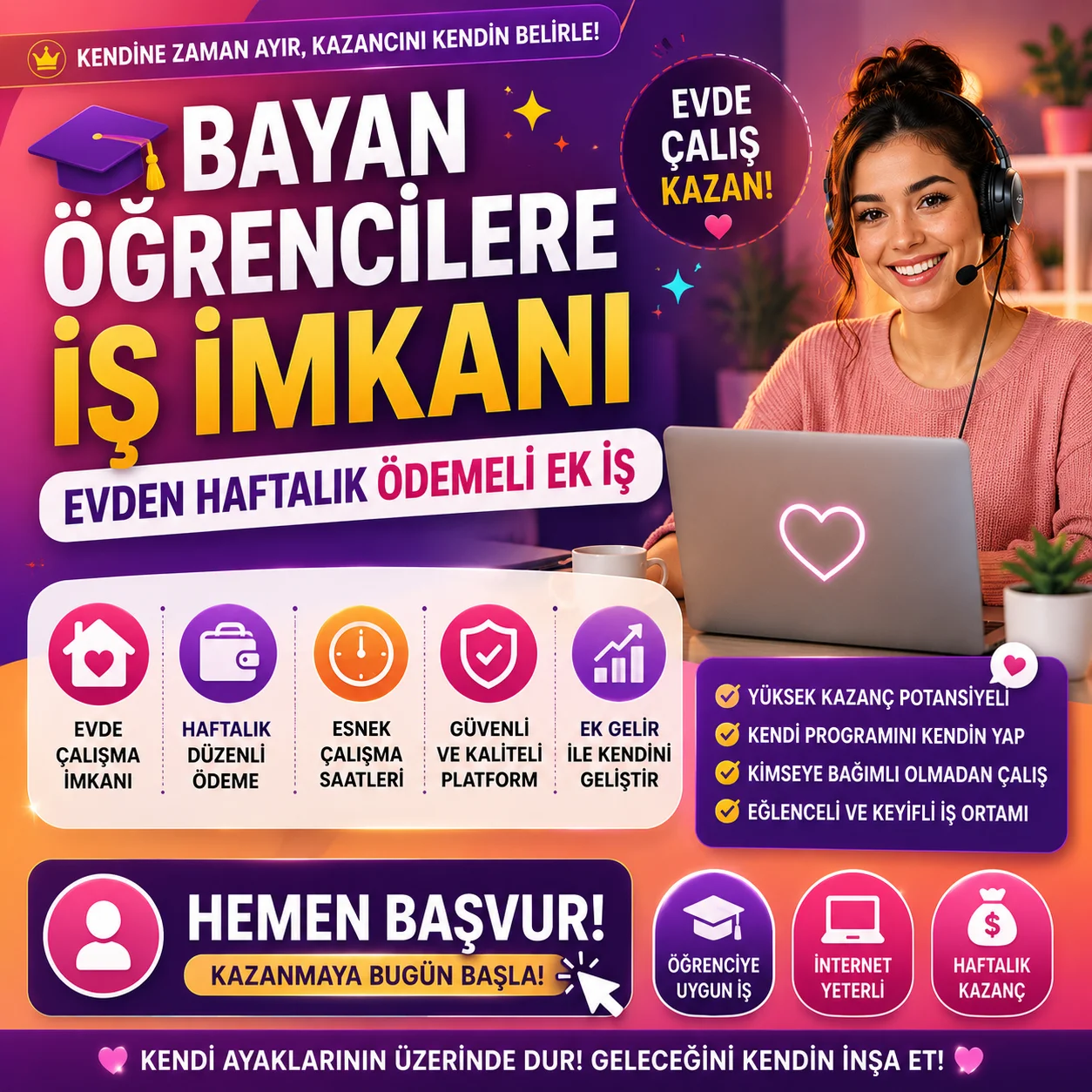 Bayan Öğrencilere İş İmkanı: Evden Haftalık Ödemeli Çalışma