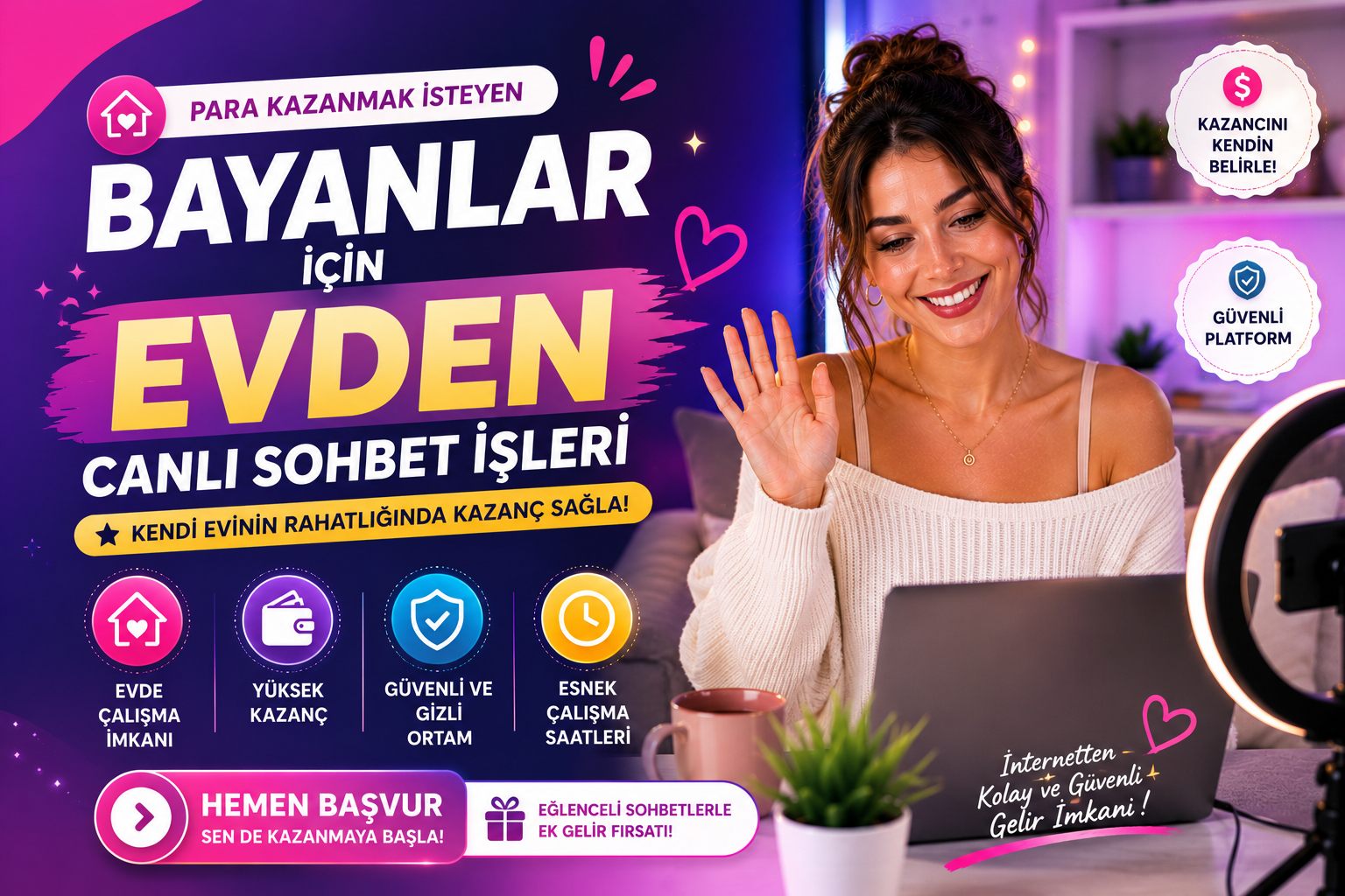 Para Kazanmak İsteyen Bayanlar İçin Evden Canlı Sohbet İşleri
