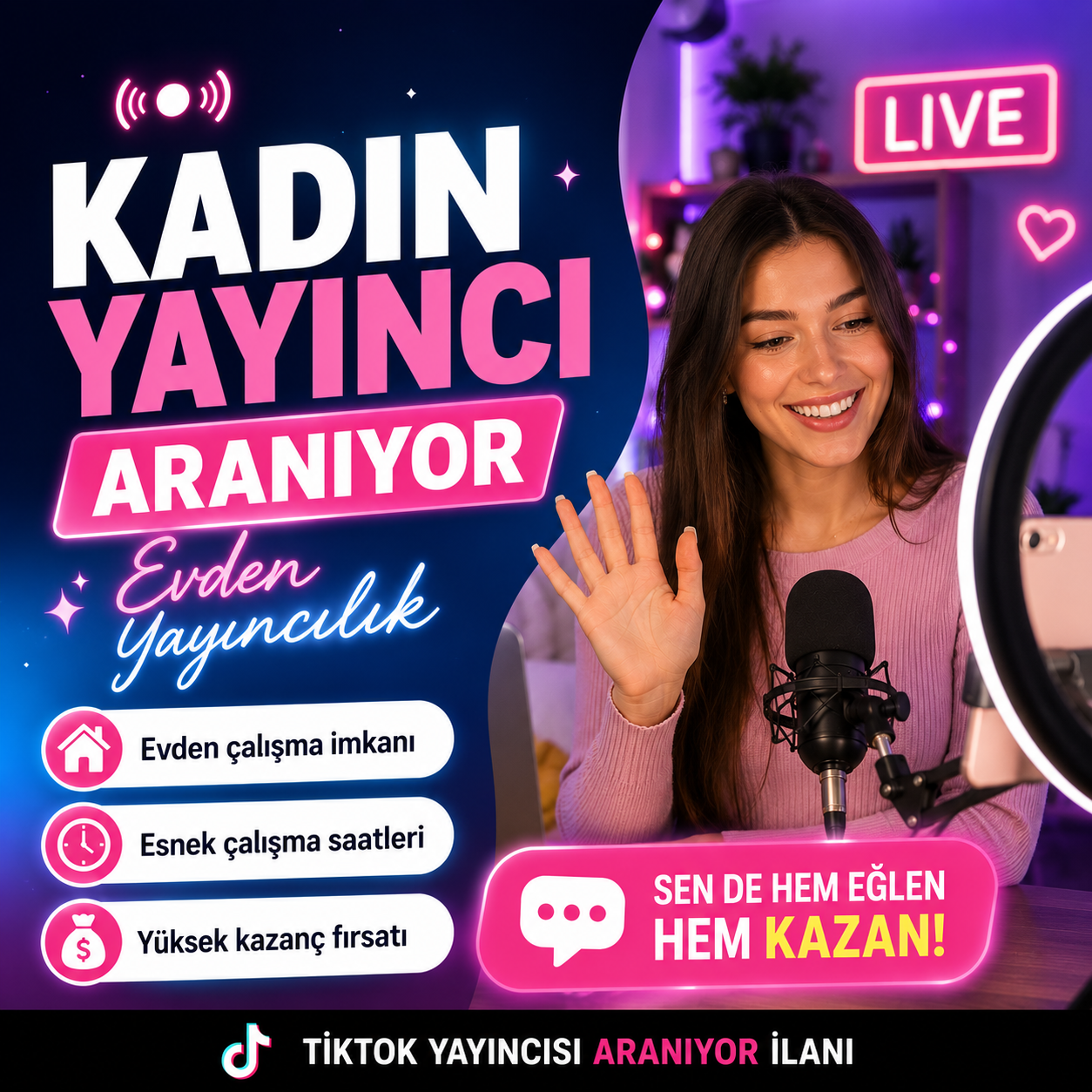 TikTok Yayıncısı Aranıyor