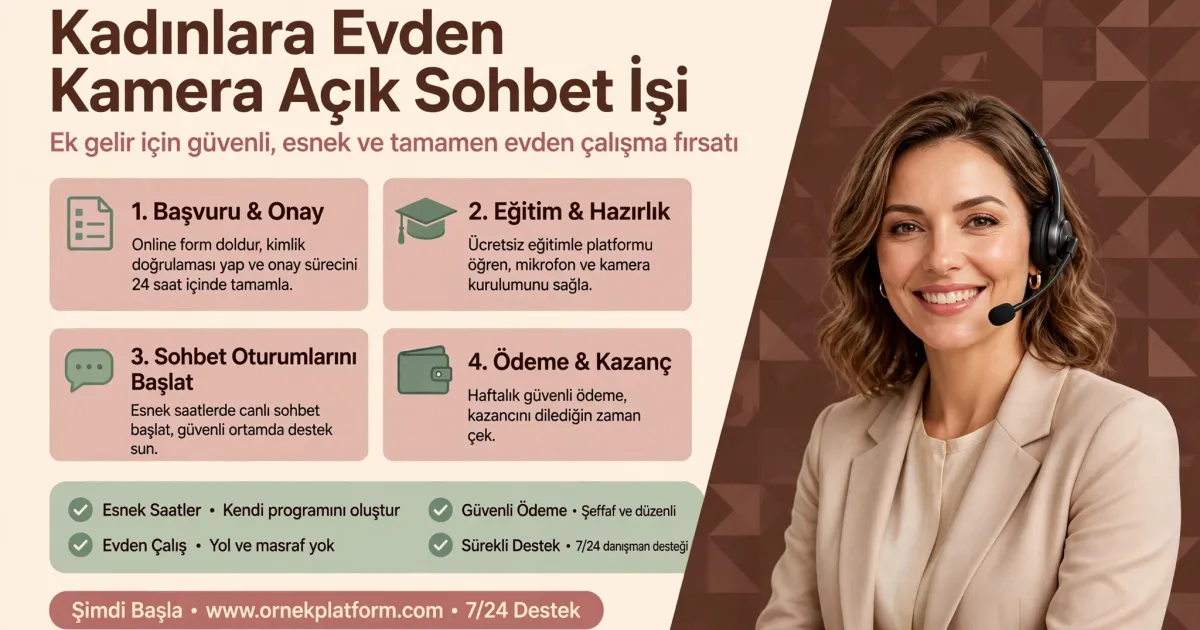 Kadınlara Evden Kamera Açık Sohbet İşi: Yüz Göstermeden Haftalık Dijital Gelir