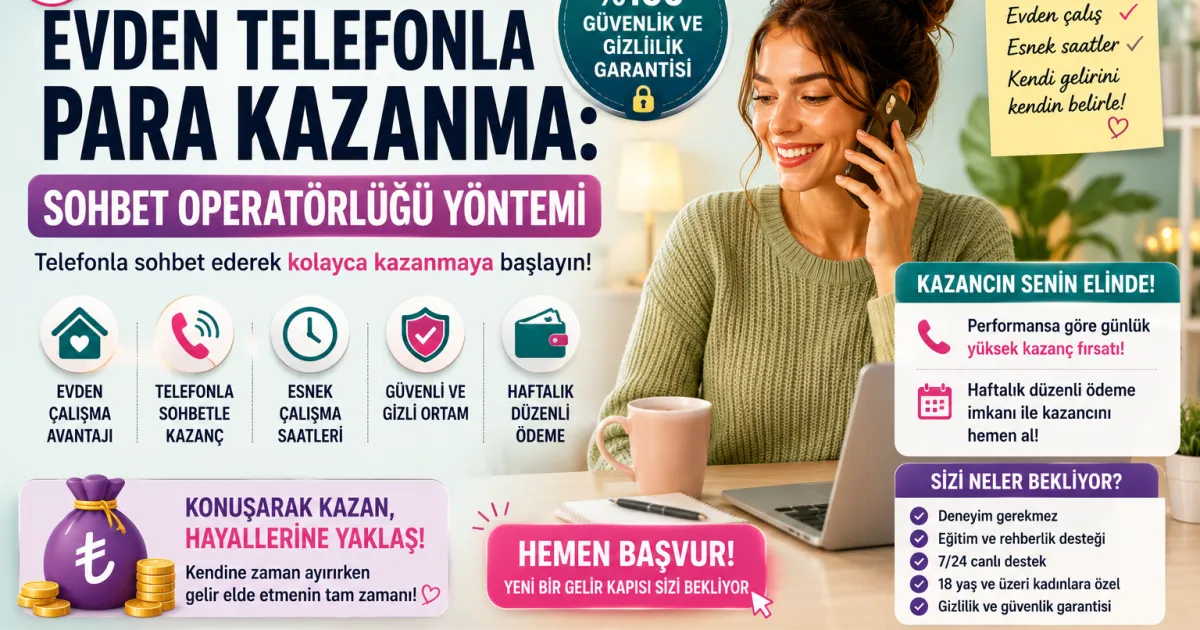 Kadınlara Evden Telefonla Para Kazanma: 2026’da Sesli Sohbet Operatörlüğü Yöntemi