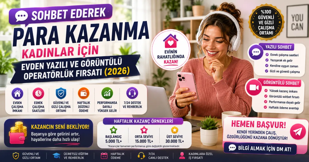 Sohbet Ederek Para Kazanma: Kadınlar İçin Evden Yazılı ve Görüntülü Operatörlük Fırsatı (2026)
